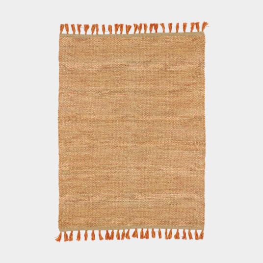 Tapis naturel en jute et coton - Néo-ethnique - Rouge - 120 x 170 cm