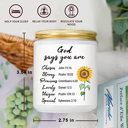 Inspirational Gifts For Women, Religious Christian God Mother Gifts For Women Friends, Sunflower Gifts For Women, Motivational Encouragement Gifts For Women Friends, 7Oz Lavender Scented Candles #TOP5
