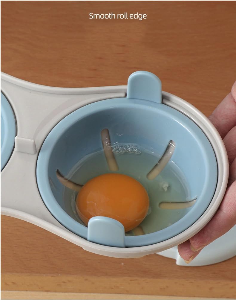 Microwave Egg Cooker, Microwave Egg Poacher for Perfect Poached & Boiled Eggs, Easy Clean Dual Egg Cups, BPA-Free PP, Kitchen Gadget for Breakfast (Nordic Blue)