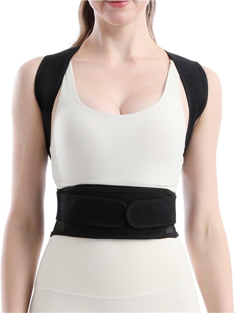 Large Size XS-5XL Posture Corrector Upper and Lower Back Brace for Women Men Back Pain Relief, Adjustable Back Straightener Shoulder Neck Clavicle Support Hunchback Correction(Medium)