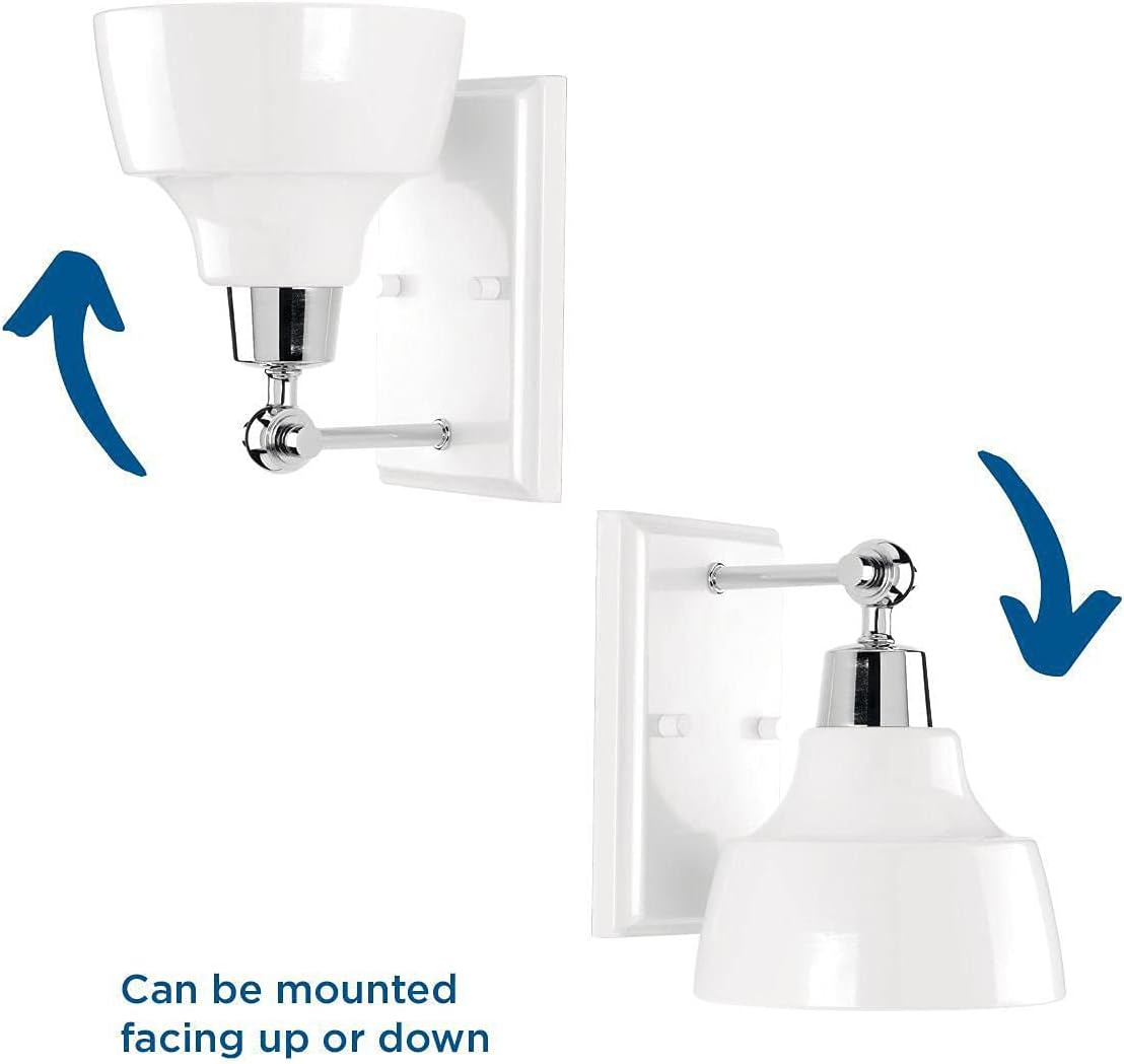 Exclusive Discount 70% Price Bramlett Collection 1-Light White Metal Shade Coastal Bath Vanity Light Polished Chrome 🔥 Flash Sale Bramlett Collection 1-Light White Metal Shade Coastal Bath Vanity Light Polished Chrome