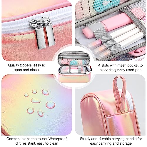 Image of Jcocylse Large Capacity Pencil Case Portable Pencil Pouch Bag School Supplies for College Students Girls Boys Adults (Pink)