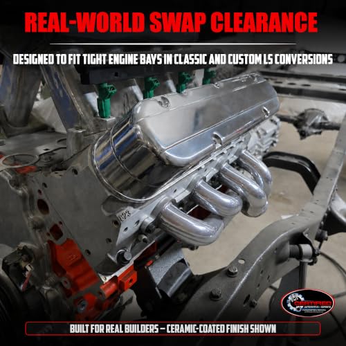 Image of LS Swap Ceramic Coated Shorty Headers High Performance Thermal Barrier Coating Block Hugger Exhaust Headers MLS & Copper Gaskets 2.5 Inch 3 Bolt Collectors Fits 4.8 5.3 6.0 LS1 LS2 LS3 S10 C10 K10