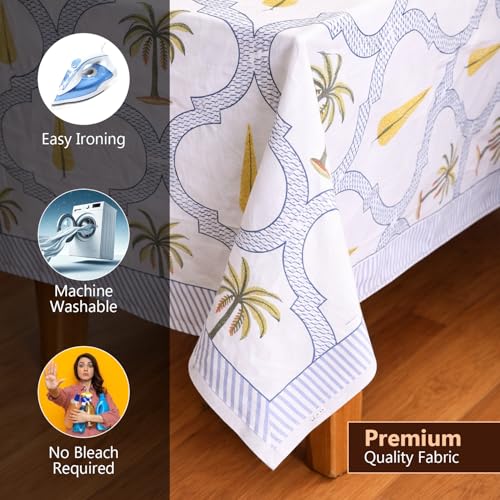 Nappe rectangulaire coton 182x274 cm, solution déco pour grande table fleurie - 4