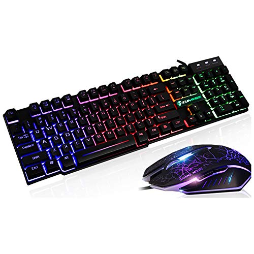 Image of Keyboard Mechanical Gaming Keyboard Mouse Combo Changeable Led Backlit Usb Wired Keyboards Adjustable Dpi Mouse for Tablet Desktop Games