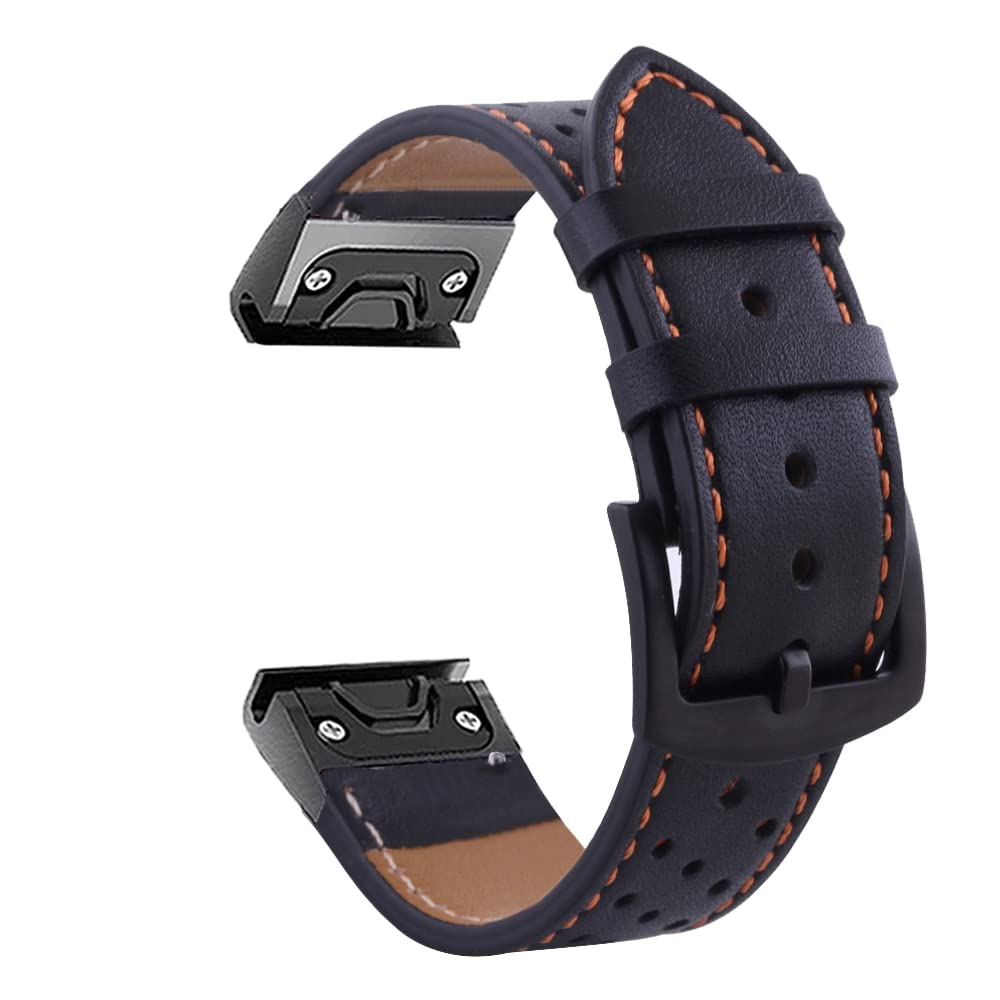 Bande de montre Garmin Fenix 6X Pro 5X 3HR bracelet cuir sport 26mm amovible