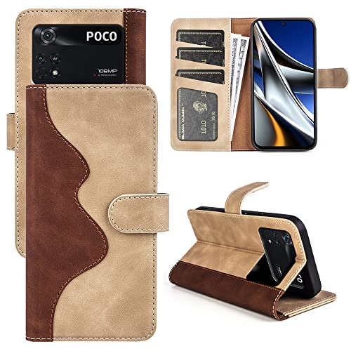 Adequado para carteira de celular XiaoMi Poco X4 Pro 5G,capa de celular XiaoMi Poco X4 Pro 5G amarel