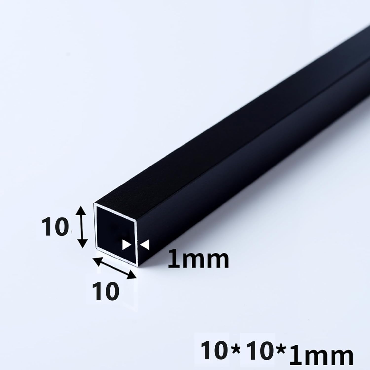 4 tubi quadrati in alluminio nero tubo piatto in alluminio 10 mm x 10 mm x 1 mm x 300 mm materiale 6063 per costruzione e decorazione