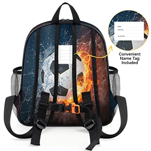 Pardick Kids Backpack for Boys Girls Fire Soccer Toddler Boy Backpack Sports Football Preschool Kindergarten Backpack with Chest Strap Lightweight Children Kids Bookbag for School, Travel, Nursery3
