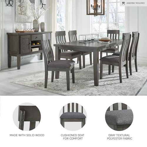 Image of Signature Design by Ashley Hallanden Contemporary Dining Upholstered Side Chair, Set of 2, Armless, Comb Back Design, Wood Frame, Gray