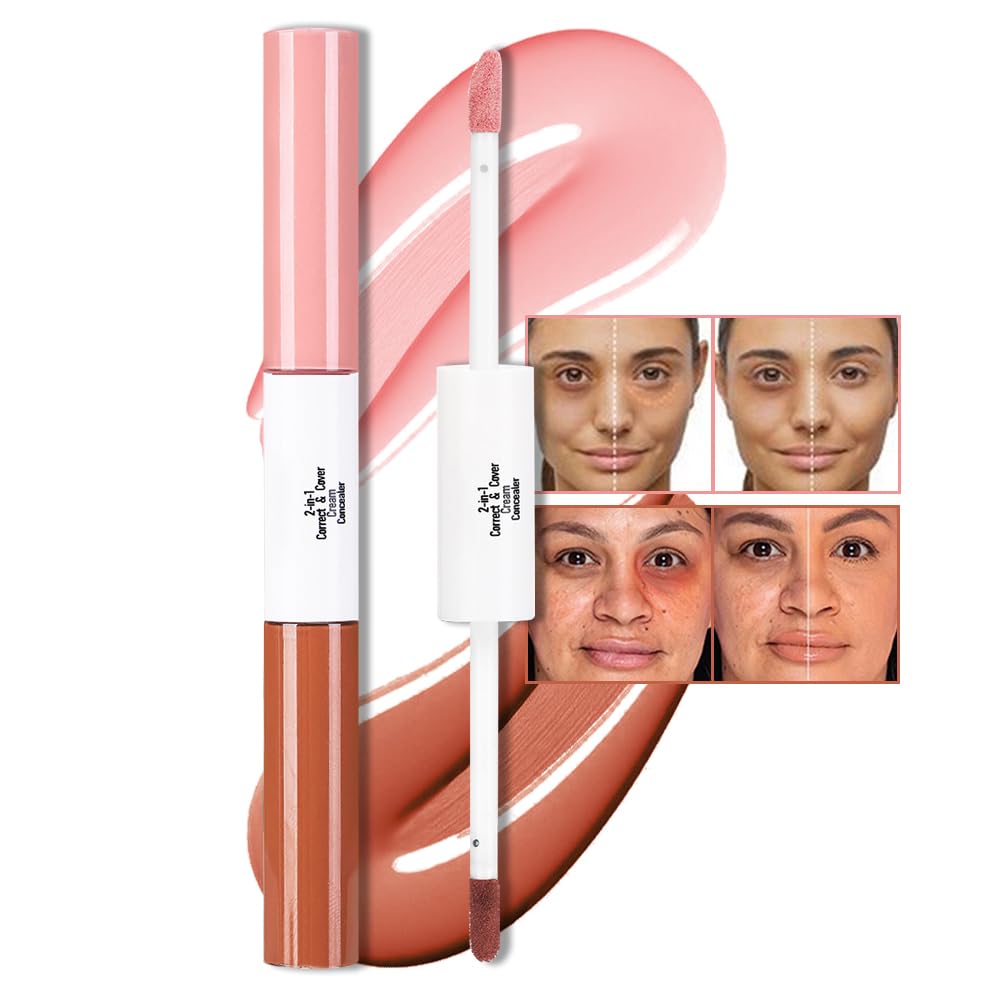XZMeiLun 2-In-1 Pink & Orange Camo Concealer, Under Eye Brightener, Long-Lasting Full-Coverage & Highly Pigmented Matte Finish Concealer | Conceal