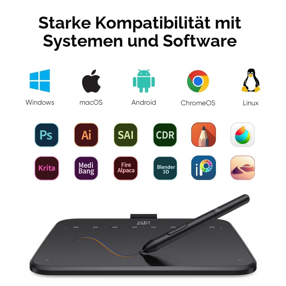 XPPen Deco 640 Grafiktablett, 16K Druckstufen, 6x4 Zoll, Zeichnen Tablet mit 8 Tastenkombinationen, für OSU Signature Drafting