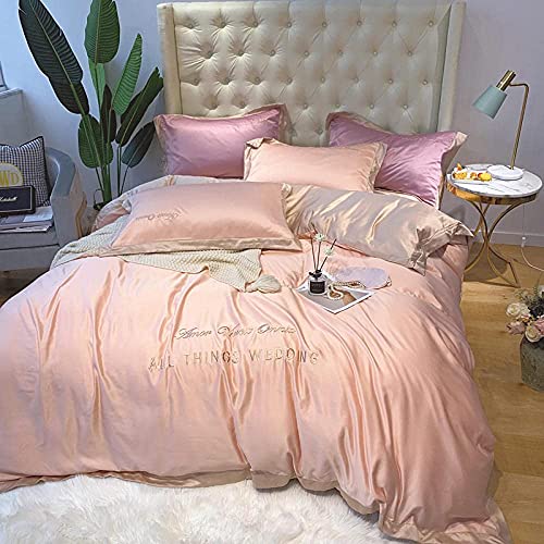 掛け布団カバー ダブルベッド、ベッドシーツ 4 点セット (フラットシーツ、ボックスシーツ、枕カバー 2 枚)、100% マイクロファイバー製、しわになりにくく、色あせしにくく、柔らかく快適