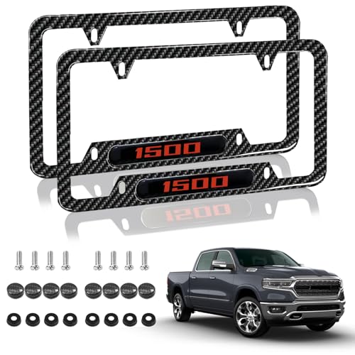 Compatible with Ram 1500 License Plate Frame of Carbon Fiber License Plate Holder 6