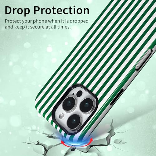 Coque iPhone 15 Pro Max vert rayures en TPU rigide antichoc