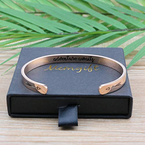 Adventure Awaits Cuff Bracelet Gifts For Nature Lover Graduation Travel Handmade Stainless Steel Metal Open Bangle Personalized Jewelry For Her #TOP5