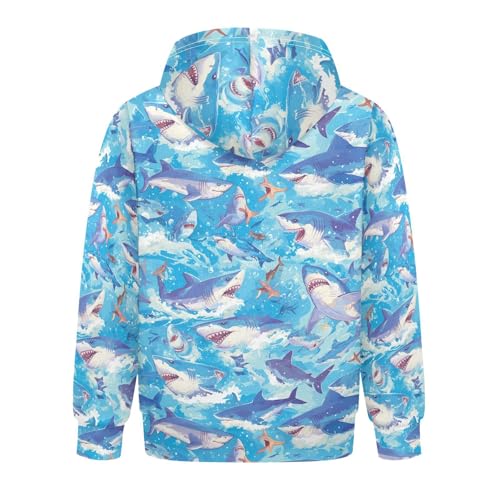 Ocean Shark Masco Kids Boys Girls Sweatshirt Long Sleeve Hooded Pullover Hoodies with Kangaroo Pocket2