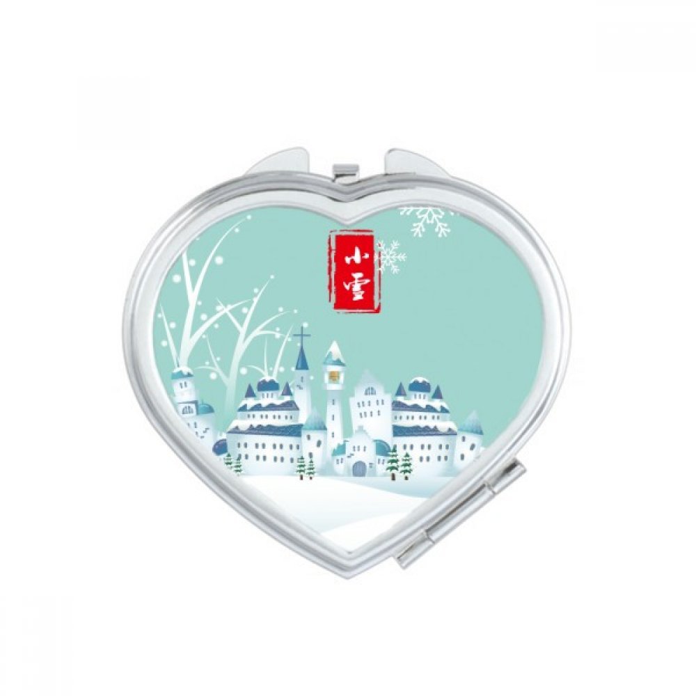 Miroir de poche mignon motif cœur pour retouche maquillage