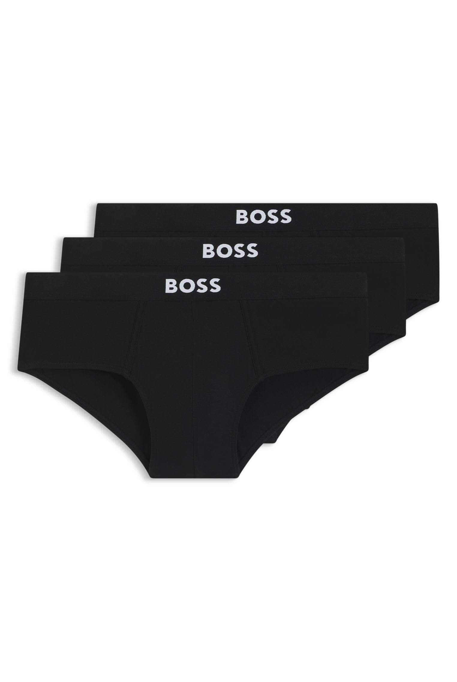 Boss Men's Black 001 Pack Of Logo Waistband Briefs Black S