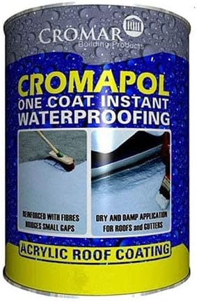 Cromar Grey Cromapol Acrylic Fibre Reinforced Roof Coat Sealant Paint 4 x 5Kg