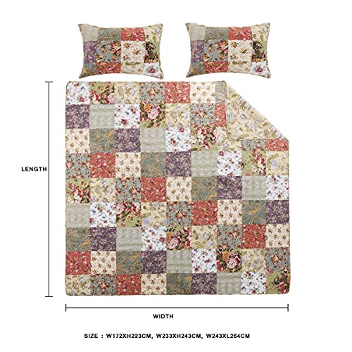 Couvre-lit matelassé Patchwork en microfibre douce style chic 233x243cm - 4