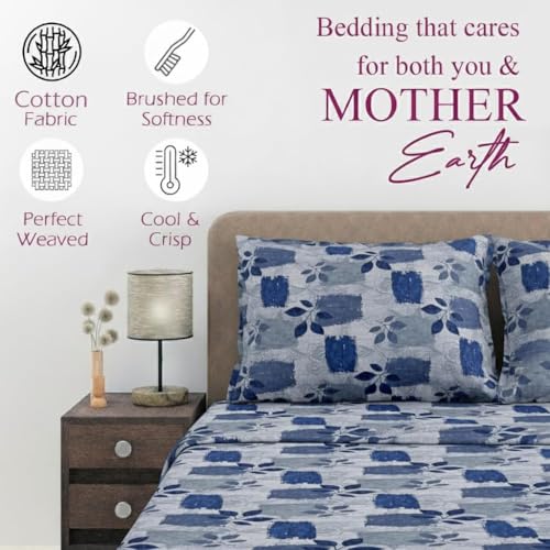 Image of Trance Home Linen 180 TC 100% Cotton Printed Pillow Covers | Pillow Cases | Set of 2 Piece Pillow Covers only |Standard Size (18 X 28 inch, Blue Beech)