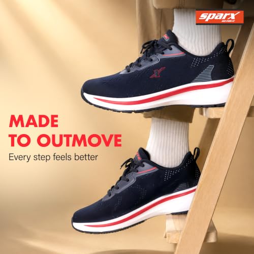 Image of SPARX Sports Running Shoes for Men - Lightweight Breathable Lace-Up Athletic Shoes with Cushioned Comfort, Shock Absorption, Durable Grip, Flexible Sole & Everyday Walking Performance