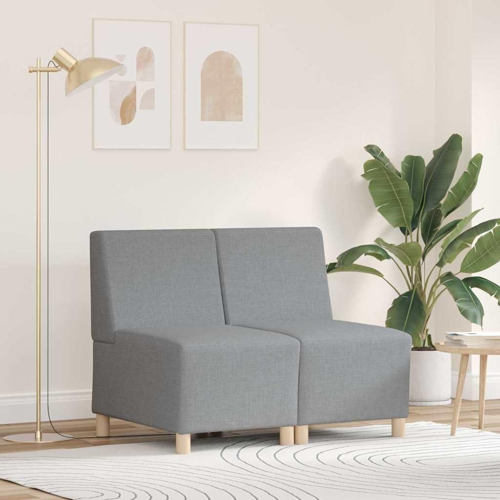 Juego de 2 sofás modulares de 2 plazas, tela gris claro, flexible, cómodo, duradero, para sala de estar, habitación de invitados, oficina, diseño moderno, fácil montaje, 55 x 74 x 82 cm