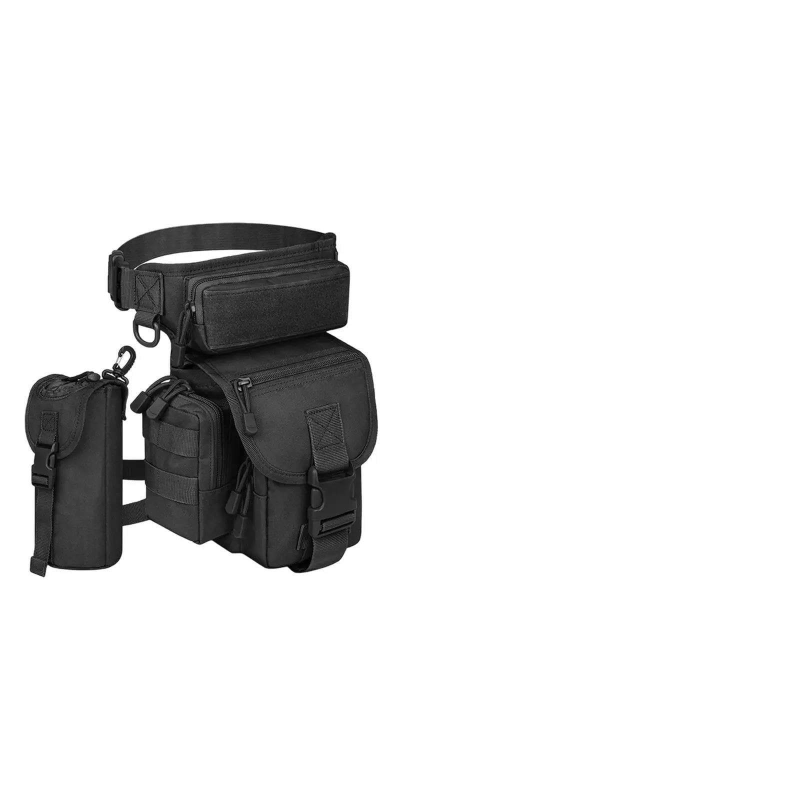Motorrad Hecktasche Für Radfahren Reiten Reisen Oberschenkel Beintasche Mit Wasserflaschentasche Motorradtasche(Schwarz)