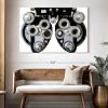 Elephant Stock - Arte de pared de foróptero óptico - Arte de pared de lienzo horizontal - Decoración de pared para sala de estar - Arte de lienzo de profesión de fotografía - Decoración en negro y plata - 51" x 34" 6