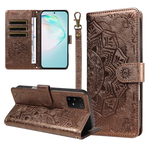 �X�}�z�P�[�X �Ή��@�� for Samsung Galaxy A91 / M80S / S10 Lite �X�}�z�P�[�X�y�t���b�v�� �X�^���h�t�� �J�[�h�z���_�[ �������[ �}�O�l�b�g���� �E�H���b�g�zBrown