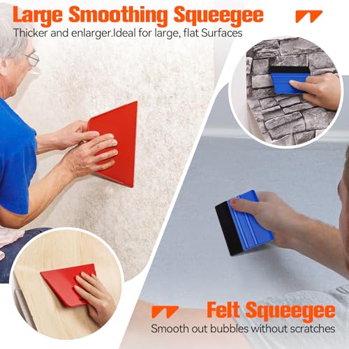 Image of WRAPXPERT Wallpaper Smoothing Tools, Wallpaper Tools for Peel and Stick, Tool Kits for Adhesive Contact Paper, Backsplash Tile, Window Film Installation, with Smoothing Brush, Wall Paper Paste Kit