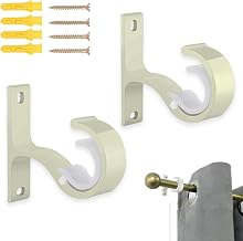 Curtain Rod Bracket, Pack of 2 Heavy Duty Curtain Rod Brackets for ø20-28mm Rods, Premium Ceiling Hanging Hooks for Wardrobe and Wardrobe