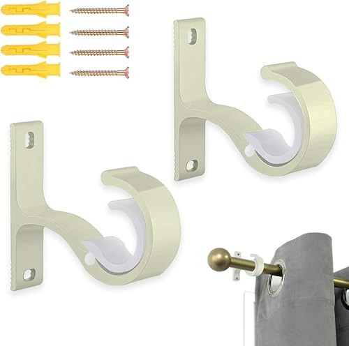 AZWOOD Curtain Pole Bracket, 2pcs Heavy Duty Curtain Rail Brackets for ø20-28mm Rods, Premium Ceiling Hanging Drapery Rod Holder Closet Wardrobe Supports Hooks Fixing Rod Bracket with Screw