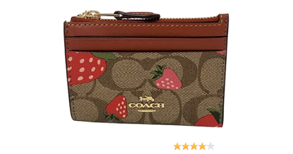 COACH ミニスキニーIDケース シグネチャーキャンバス地 ストロベリープリントスタイル No.CH527 カーキ, カーキ, ミニスキニーID