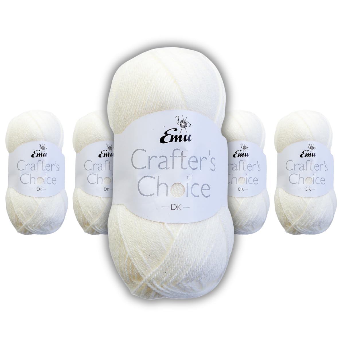 Emu Crafter's Choice DK Everyday Acrylic Yarn 100g Balls 300m, Pack of 5, Cream - 002