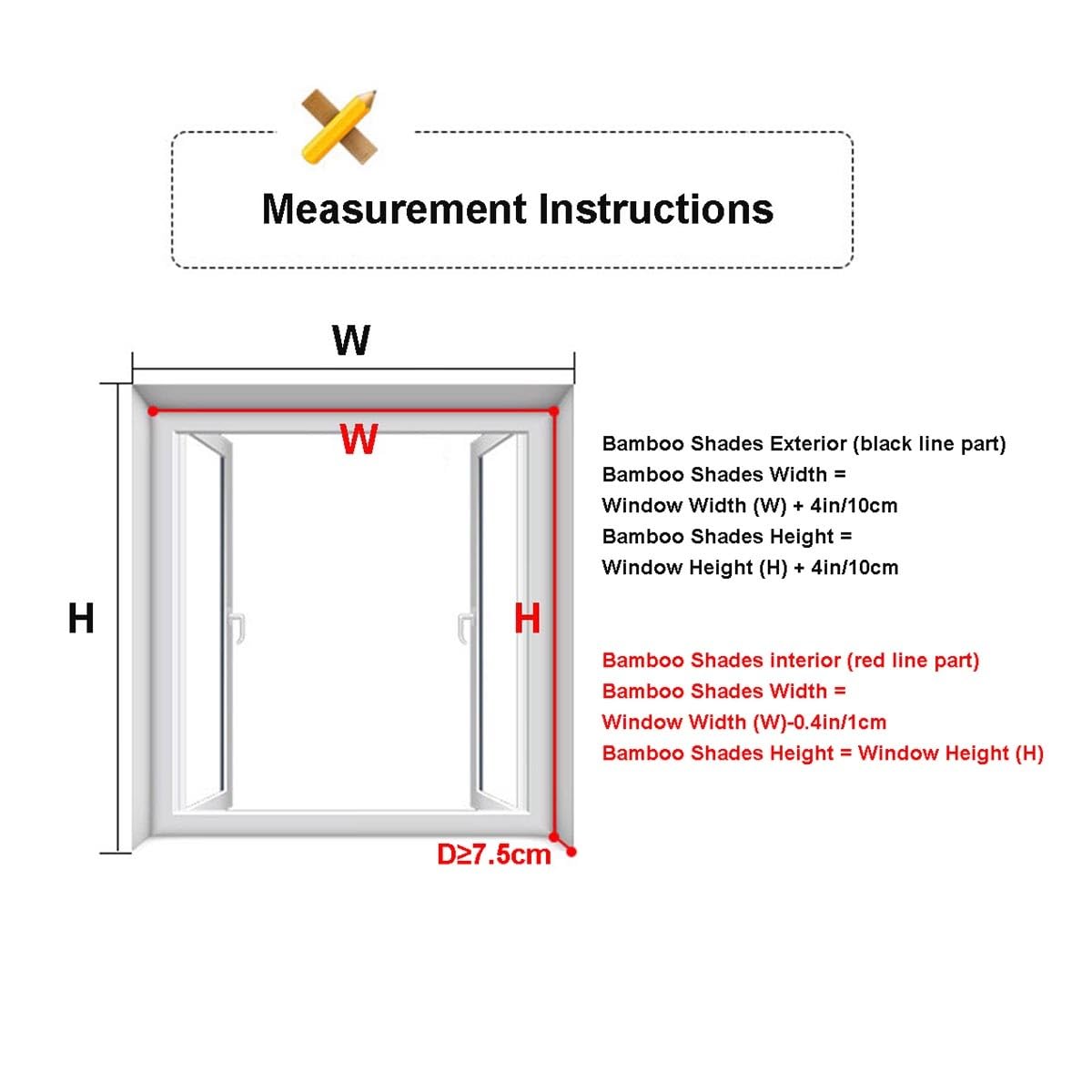 Bambus Jalousine Rollo Wetterfest 122 160 180 211 250 300 cm, Bambusrollo Sonnenschutz Sichtschutz, Seitenzugrollo Bambus Vorhang für Balkon Terrasse Veranda Garten(W120cm x H250cm)