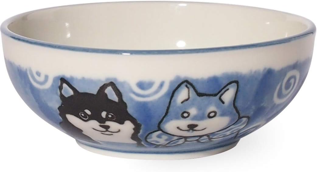 MINORU TOUKI Minoware Shiba Inu Dog Design Pack Small Bowl L Blue 6.18×2.67in 2.67oz Made in Japan