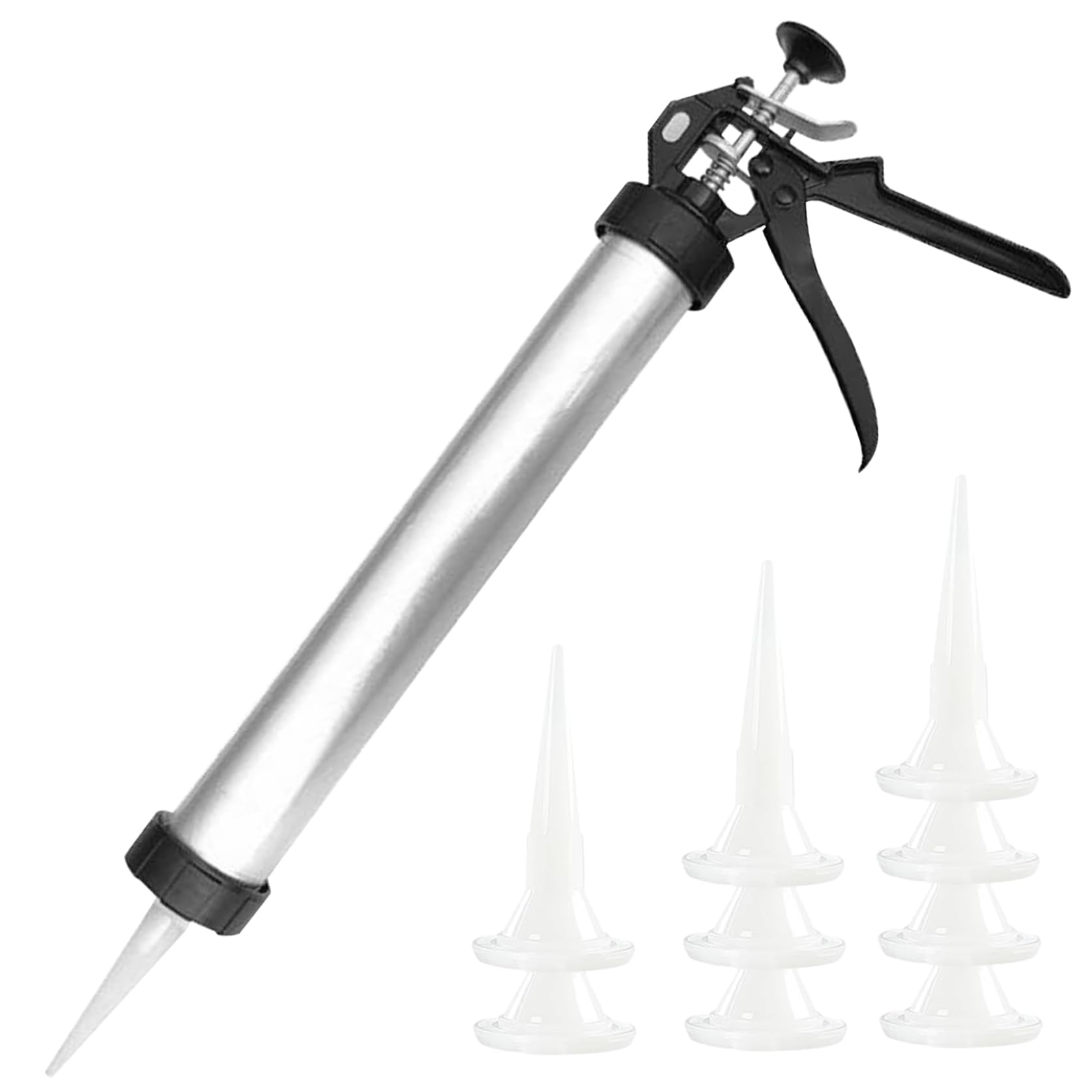 Cakeeyum With 10 Nozzles Caulking Tool Gun 20Oz Sausage Caulking Gun – Soft & Hard Glue Adhesive Sealant Tool Kit For Household Use, Diy
