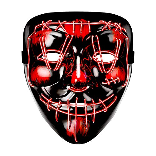 Halloween Mask LED Purge Mask Light Up Scary Mask for Festival Parties Cosplay Costume