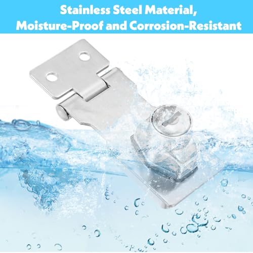 Image of 2Pcs Keyed Hasp Locks Twist Knob Keyed Locking Hasp for Small Doors, 2.5 Inch Twist Knob Locking Hasps 2Pcs Stainless Steel Packlock Clasp Hasps Lock Latch for Cabinets Closets Doors