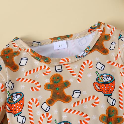 Little Girl Christmas Dress Ruffle Long Sleeve Santa Print Dress Kids Xmas Outfit4