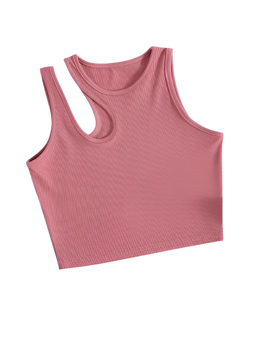 ben martin Women's Cotton Stretchable Sleeveless Asymmetrical Neck Tank Top-picture-17