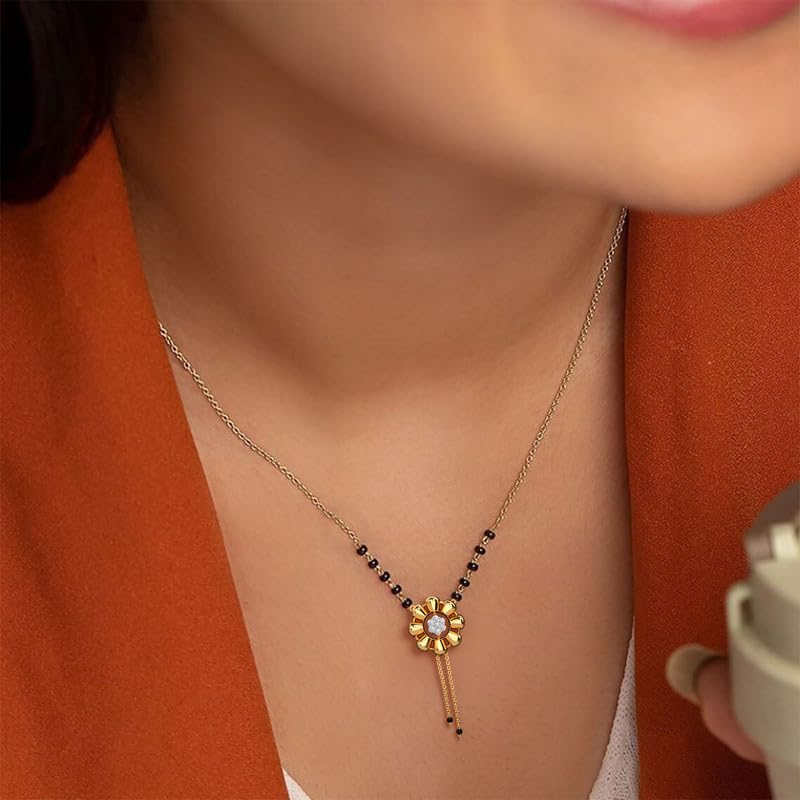 Image of KISNA JEWELS 14KT|18KT BIS Hallmark Pure Gold and Diamond Mangalsutra For Women