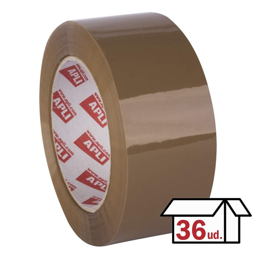 APLI 11695 - Pack de 36 rollos de precinto, 48 mm x 132 m, 25 µm, color marrón