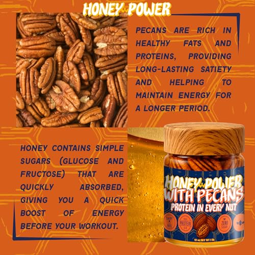 Honey Power con Pecanas – Miel Crua con Pecanas Enteras, 12 oz miniatura 3