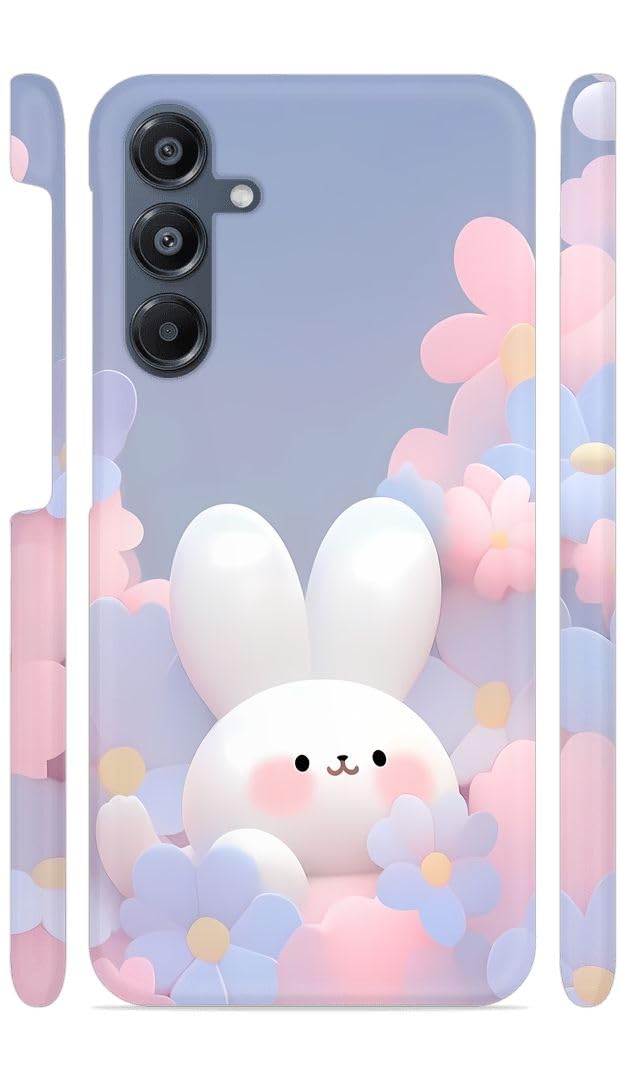 YAPZONE White Bunny Flowers Pink Designer Printed Hard Back Cover for Samsung Galaxy A16 5G Attractive and Uniquely Crafted Smartphone Case