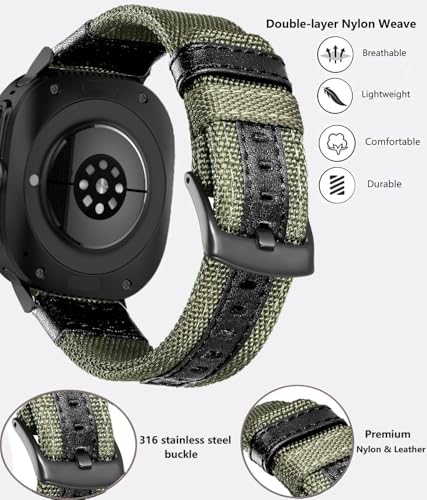 Olytop for Samsung Galaxy Watch Ultra Bands 47mm (2024/2025), Military Rugged Nylon Sport Replacement Strap Men Women for Galaxy Watch 7/8 Ultra 47mm, Green - image 3