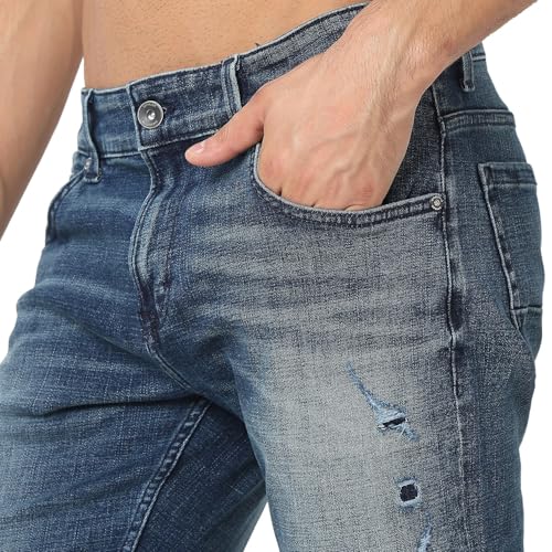 Image of Spykar Men's Kano Slim Fit Mid-Rise Jeans (Ankle Length)
