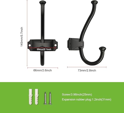 Miniatura 2 de TUNNY Paquete de 5 ganchos simples para abrigos, color negro mate, ganchos para toallas, adecuados para armarios de zapatos, armarios, baño,